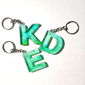 Handmade Green/Blue Initial Keychain